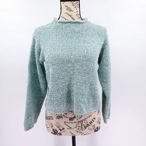 Dressing Betsy Marblehead Crop Sweater Womens XS Blue Knit Textured Y2K Pullover